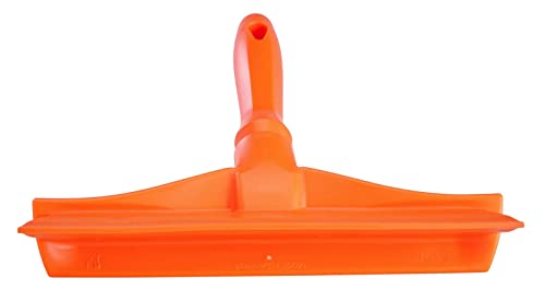 Image of Vikan 71257 Rubber Polypropylene Frame Bench Single Blade Squeegee, 10 inch, Orange