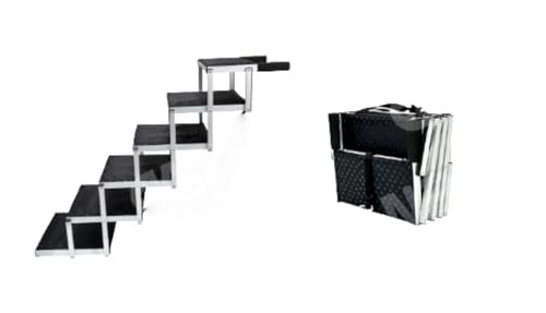 Tonain ペットステップ、ドッグステップ、 犬用スロープ、折りたたみ式アルミ合金ペット犬用階段、トラック車用の犬用登山はしご 軽量 ペットはしごス ドッグスロープ 滑り止め 介護用 収納便利 高齢犬 介護 、70kgまで保持 (6ステップ,ブラック)