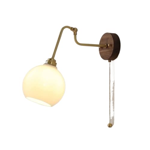 Japanese Glass Lampshade Wall Lamps with E26/E27 Wood Base Sconces 8.2in Living Room Decorative Light