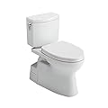 TOTO® Vespin® II 1G Two-Piece Elongated 1.0 GPF Universal Height Toilet with CEFIONTECT and SS124 SoftClose Seat, WASHLET+ Ready, Cotton White - MS474124CUFG#01