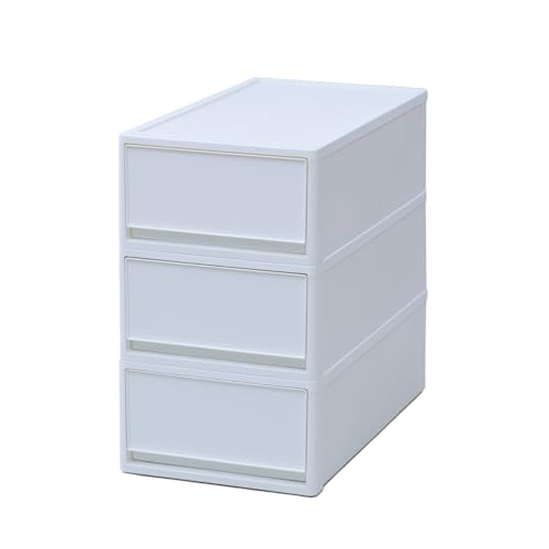 JEJ 【3個組】 ホコリが入りにくい 中が透けない 押入れ収納ボックス 幅39×奥行74×高さ22cm 収納ケース 引き出し 衣装ケース 【日本製】 ホワイト STRC-74M-3 WH/WH