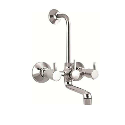 Image of iRiS 2 in 1 Brass Wall Mixer with Provision for Overhead Shower and 125 mm Long Bend Pipe -Visible Hot /Cold