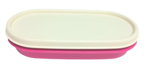 Tupperware Eidgenosse - Recipiente compacto ovalado redondo para frigorífico, 200 ml, color rosa y blanco