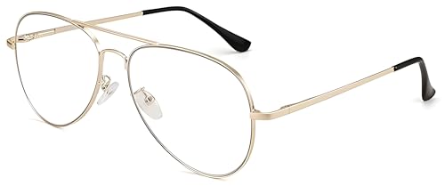 Roshfort Lucky Bhaskar Zero Power Blue Cut Computer Glasses | Anti Glare, Lightweight & Blocks Harmful Rays | UV Protection Specs | Men & Women | Large | German101