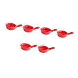6 piezas Cuencos de con Asa para Salsa Portátiles y Compactos Diseño Anti-derrame para Mesa de Cocina y Vajilla Diaria Color Rojo