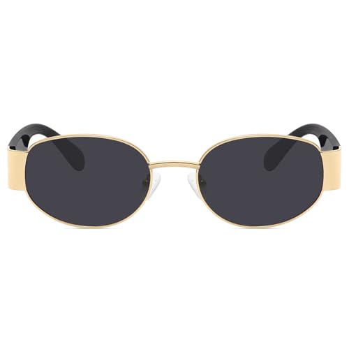 Retro Oval Sunglasses for Women Men Trendy Shades Sun Glasses Plastic Frame UV400 Protection3