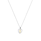 SHALOM - Collar Communio, corazón con cáliz y circonitas blancas, plata 925