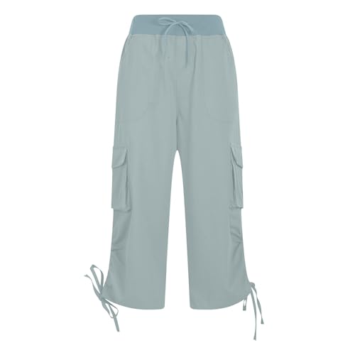Hiking Capri Cargo Pants Women Lightweight Quick Dry Summer Cropped Trousers Drawstring High Waisted Streetwear Pant3