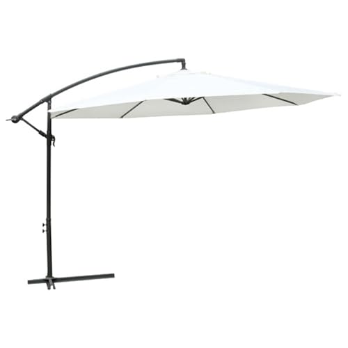 Grand parasol suspendu blanc inclinable et pliable pour terrasse
