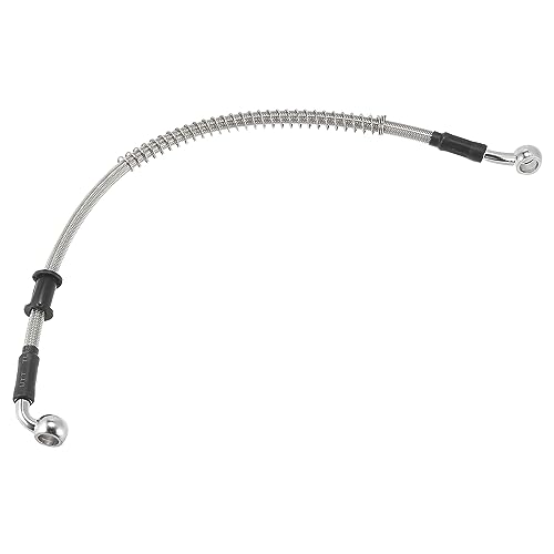 Motoforti Tubo universal de 40 cm para manguera de aceite de embrague de freno de motocicleta, hidráulico reforzado, acero inoxidable, trenzado, tono plateado
