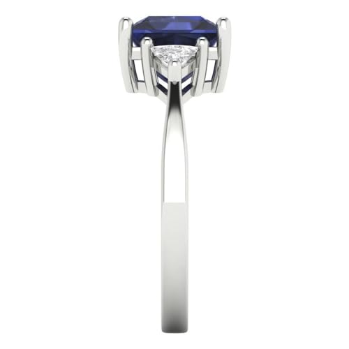 Clara Pucci 2.32 ct Princess Cut Created Blue Sapphire 14k Yellow Gold Three-Stone Wedding Engagement Bridal Promise Ring3