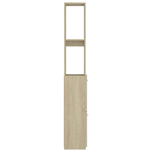 vidaXL-Armario-de-Cuarto-de-Bano-Aseo-Inodoro-Ducha-Estanteria-Estante-Muebles-Lavabo-Mobiliario-Almacenamiento-Aglomerado-Sonoma-25x25x170-cm