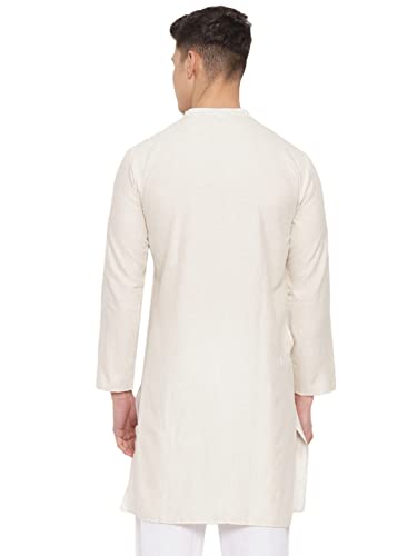 Image of Vastraa Fusion Men's Printed Kurta Pure Cotton Long Kurta, Round Collar, Full Sleeves, Button Kurta, Ethnic Wear