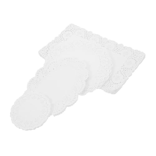 SOLUSTRE 400pcs Natural Grease Proof Disposable Placemats for Baking Wedding Party Oil Absorbent Paper Doilies Lace Plate Liners