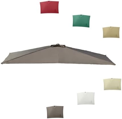 6.5ft 8ft Half Rectangular Umbrella Replacement Canopy - Durable Beige Top Cloth for Small Wall Umbrellas, 5 Ribs, Perfect for Patio, Garden, and Outdoor Use (2.5x1.2m/8x4ft)