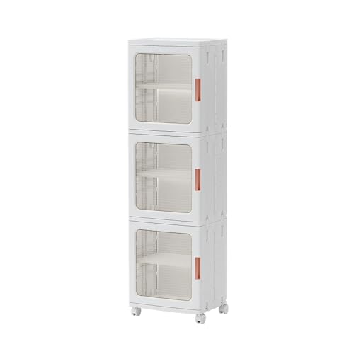 Armario de almacenamiento con puertas y estantes ajustables, organizador plegable portátil para baño y almacenamiento en el hogar