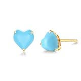 FANCIME Orecchini a bottone piccoli a forma di cuore in oro giallo/bianco massiccio 14 carati 585 con pietre preziose naturali/sintetiche, gioielli per donne ragazze mamma, dimensioni: 5 x 5 mm, Oro