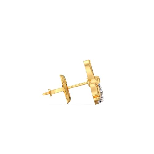 CANDERE - A KALYAN JEWELLERS COMPANY 18K BIS Hallmark Pure Yellow Gold and certified SIIJ Real Diamond Stud Earring for Kids with Screw Back closure - Image 3