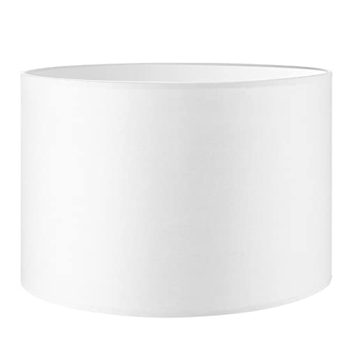 Home Sweet Home collection Moderne Abat-jour Bling | cylindre |30/30/20cm | Blanc | Abat-jour en tissu de coton | pour douille de lampe E27 | testé RoHS | pour lampe de table, lampadaire