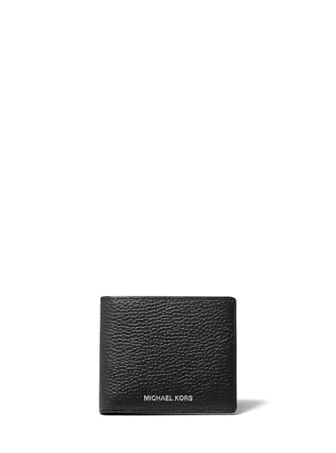 Michael Kors Carteira masculina Hudson Billfold, couro granulado preto, tamanho único