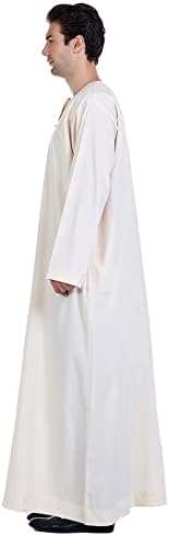 Collar Arab Robe Solid Men’s Stand Color Muslim Middle Muslim Clothes Women Hijab Plus Size Women (Beige, L)