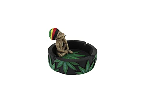World Of Wonders Positive Vibrations Rasta Skeleton Ashtray | Rastafarian Skeleton Home Décor | 420 Ashtray Dish 5" Inches Overall In Length For Cannabis Lovers And Smokers #TOP2