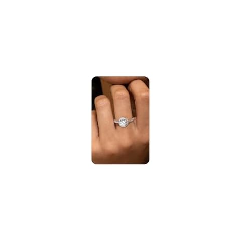 GEMQUEEN Moissanite Engagement Rings for Women : 18K White Gold Plated S925 Sterling Silver Round Cut Promise Ring Wedding Bands Bridal Rings Jewelry for Women 1 CT D Color VVS1 Clarity Size 6 Cover