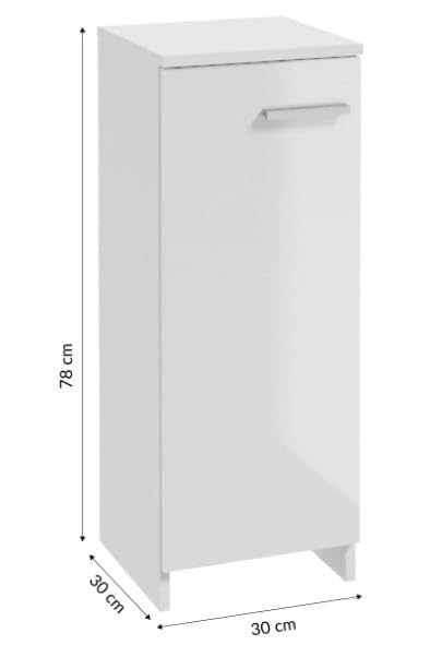 Deftrans Domodomo Marlena - Armadietto da bagno, 79 x 30 cm, bianco lucido, per bagni stretti e ospiti