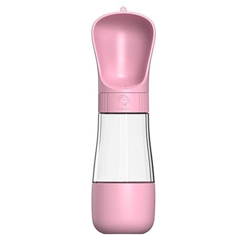 Garrafa Pet Bebedouro 2 em 1 Portátil para Passeio Viagem Cães Gatos Coelho - Anti Vazamento (Rosa)