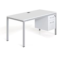 Boss Office Products Simple System Single Desk with Pedestal, 48" x 24", White