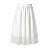 Womens Skirt Print Midi Long Shirring Pleated Skirts White