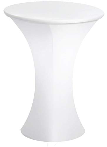 pod linen Housse stretch en élasthanne noir ou blanc pour table Poseur avec base ronde Ø 55-65 cm / 100-120 cm de haut (Blanc) Cover