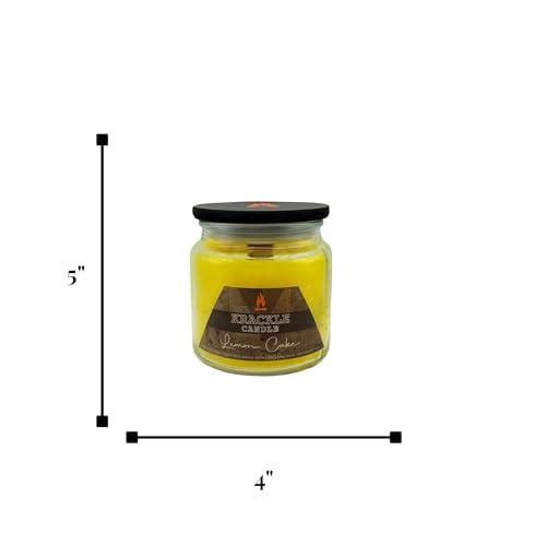 Image of Krackle Candle | Lemon Cake | 16 oz Scented Candle with Natural Crackling Wooden Wick | Poured in the USA | Lemon, Banana & Vanilla Cream Fragrance