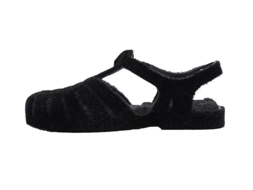 Melissa Possession Jelly Sandal for Women - The Original Jelly Shoe, Fisherman's Sandal with Adjustable Strap and Side Buckle, Flocked Black, 4 UK