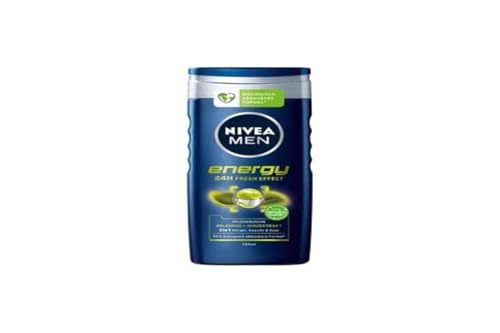 NIVEA MEN Gel de ducha Energy (250 ml), pH neutro para la piel, con aroma revitalizante y efecto fresco 24 horas, crema de ducha con extracto de menta para cuerpo, cara y cabello