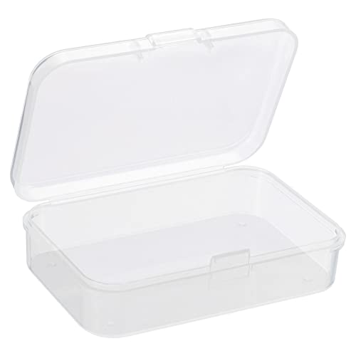 Image of PATIKIL Clear Storage Container with Hinged Lid 75x50x21mm, 4 Pack Plastic Rectangular Box for Beads Art Craft