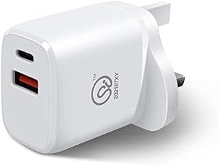 ExtraStar USB C Plug Charger 20W, Dual Port Fast Wall Charger with Output 5V/3.1A, Mains Charger Compatible with iPhone XS/13/13 Pro/14/14 Plus/14 Pro/14 Pro Max, Galaxy, Pixel