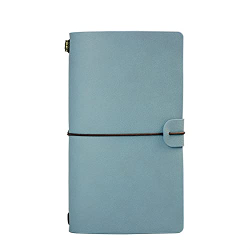 wiltop PU-Leder-Reisenotizbuch, nachfüllbar, liniert, A6, für Reisen, Tagebuch, Skizzieren, Hellblau Cover