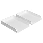 Amazon Basics Rectangular Plastic Desk Organizer, Letter Size Tray for Documents, 13 x 9.7 x 2.2 inches, White, 2-Pack