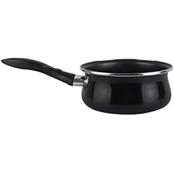 Cacerola 14 Cm MAGEFESA 2422800 Cazo de Acero esmaltado, Antiadherente bicapa Reforzado, Negro, 14 cm
