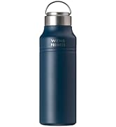 Atlas AWPB-1001NV Water Bottle, 33.8 fl oz (1,000 ml), 3.8 fl oz (1.0 L), Cold Retention, Vacuum Insulated, Stainless Steel Mug Bottle, Lightweight, Direct Drinking, Easy to Clean, Outdoor, White Water, Wens Navy