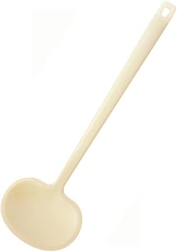 Long Handle Silicone Flat Cooking Spoon Turner1, Beige, L