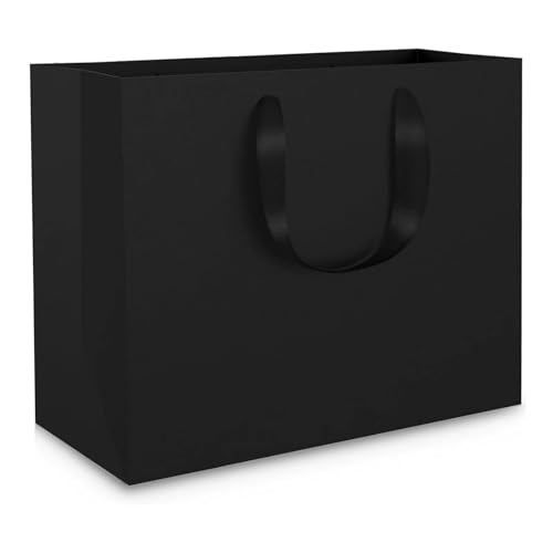 Bolsas de papel con asas Serenelight 10 piezas de kraft negro 250gsm grandes para envolver regalos