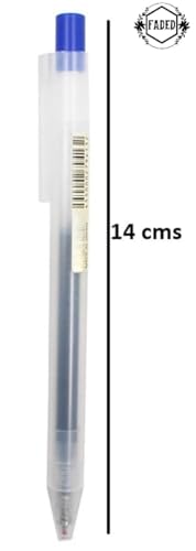 Image of Faded 0.5mm Blue Gel Pen Set - Smooth Writing Click Mechanism Pens with Quick Dry Ink, Comfortable Grip, Professional Office Pens for School, College, Exam, Journaling (6 Piece)