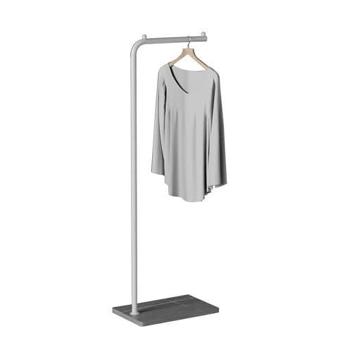 BBioss Perchero de pie con Base de losa de Roca, Soporte de Metal para Ropa, Sombreros, Bolsos, fácil Montaje, para el hogar, Sala de Estar, Dormitorio, Oficina, Gris + Blanco, 170 cm