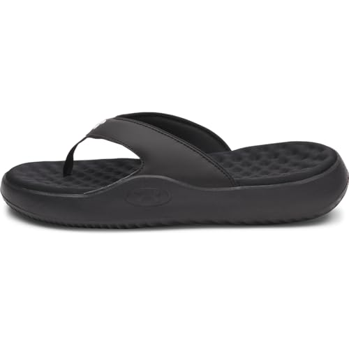 Under Armour Women's Ignite Pro 8 Flip Flops, (001) Black/Black/White, 9, US