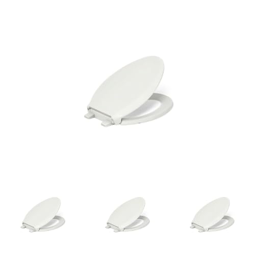 Image of KOHLER 4636-RL-NY Cachet ReadyLatch Elongated Toilet Seat Slow Close, Soft Close Toilet Seat Quiet Lid, Contoured Grip-Tight Bumpers Installation Hardware, Apartment Essentials, Dune (Pack of 4)