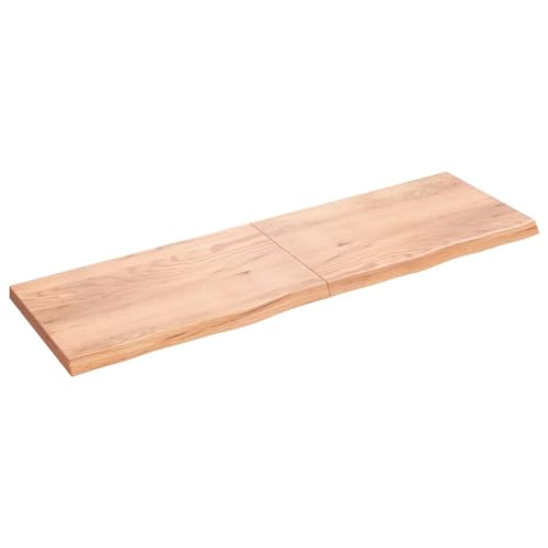 vidaXL Waschtischplatte, Multifunktional Arbeitsplatte mit Naturkante, Waschtischkonsole Tischplatte für Badezimmer, Holzplatte Platte, Hellbraun 200x60x(2-6) cm Massivholz Behandelt