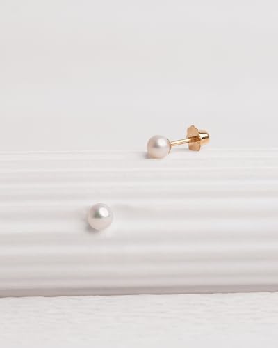 Pendientes de plata para niñas con perlas y tuerca de tornillo 3