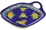 Polmedia Polish Pottery Tray with Handles - Cabbage Roses Pattern Handmade in Boleslawiec Poland + Certificate of Authenticity